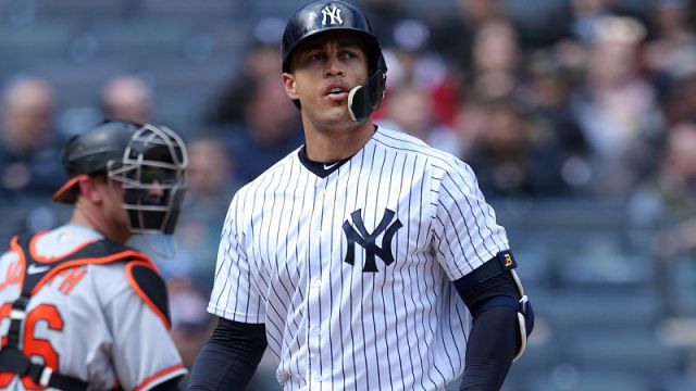 Apr+8%2C+2018%3B+Bronx%2C+NY%2C+USA%3B+New+York+Yankees+right+fielder+Giancarlo+Stanton+%2827%29+reacts+after+his+third+strikeout+of+the+game+against+the+Baltimore+Orioles+during+the+fourth+inning+at+Yankee+Stadium.+Mandatory+Credit%3A+Brad+Penner-USA+TODAY+Sports